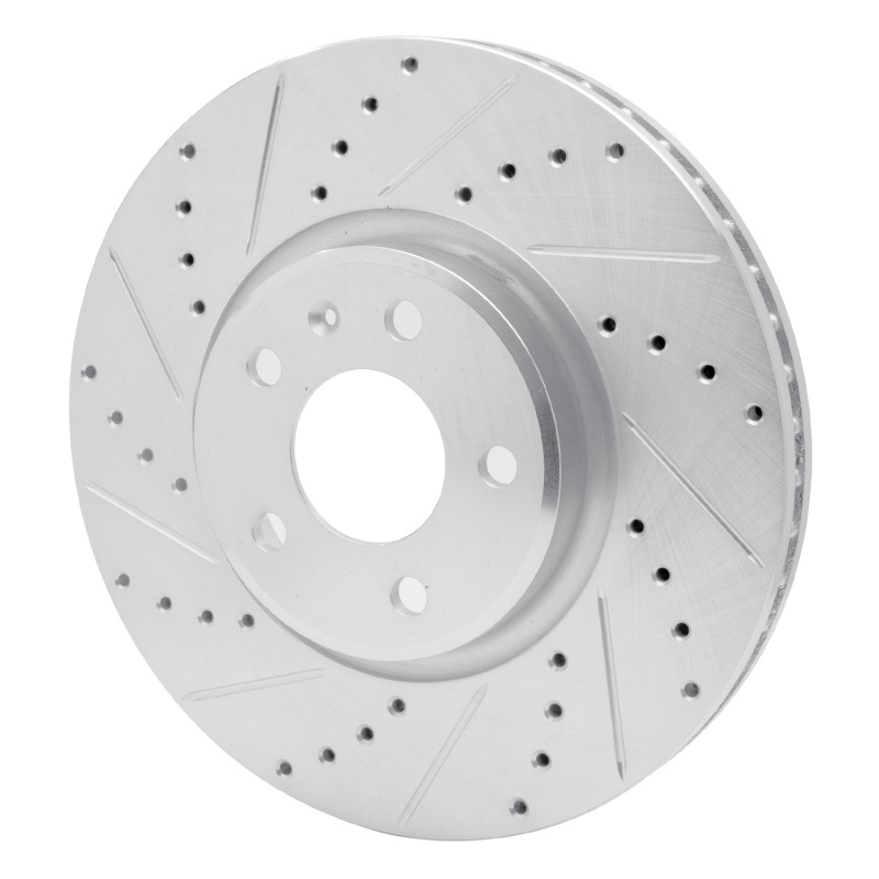 Audi Q5 Brake Rotor (1) - Front Left - R1 Concepts - Drilled & Slotted - Silver - `11-`17
